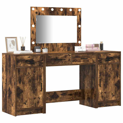 Smyckebord med spegelbelysning 3 pcs Brun Konstruerat trä