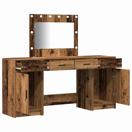 Smyckebord med spegelbelysning 3 pcs Brun Konstruerat trä