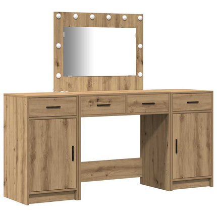Smyckebord med spegelbelysning 3 pcs Brun Konstruerat trä