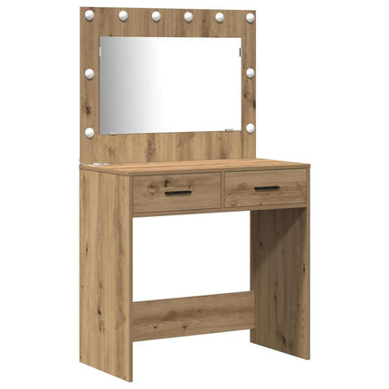 Smyckebord med spegelbelysning 3 pcs Brun Konstruerat trä