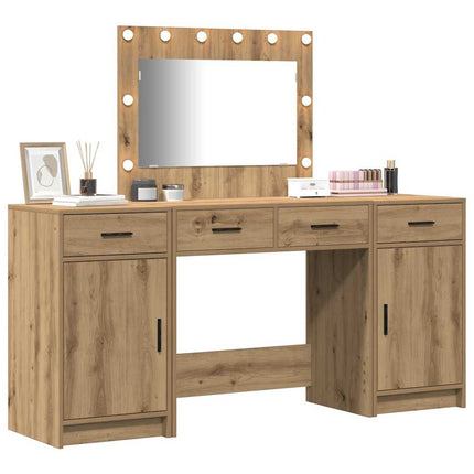 Smyckebord med spegelbelysning 3 pcs Brun Konstruerat trä