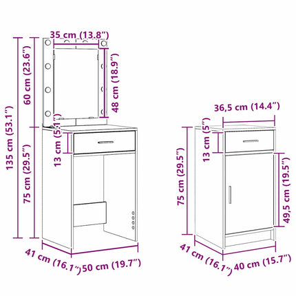 Smyckebord Brun 50 x 41 x 135 cm Konstruerat trä