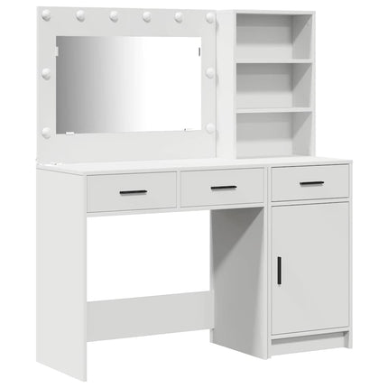 Smyckebord med spegelbelysning 2 pcs Vit Konstruerat trä