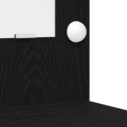 Smyckebord med spegelbelysning 2 pcs Svart Konstruerat trä