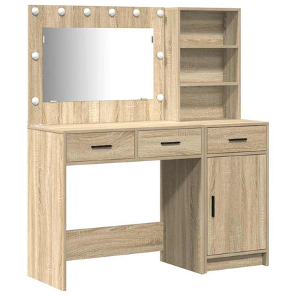Smyckebord med spegelbelysning 2 pcs Brun Konstruerat trä
