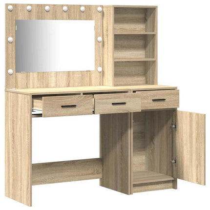 Smyckebord med spegelbelysning 2 pcs Brun Konstruerat trä