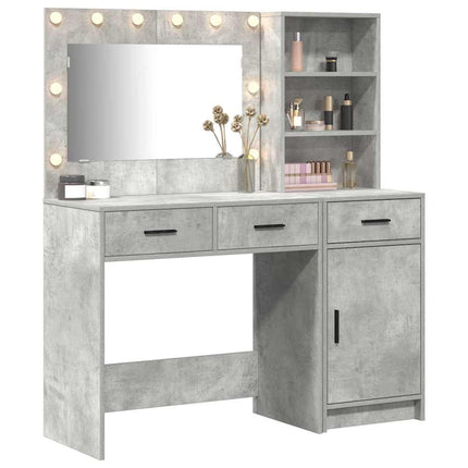 Smyckebord med spegelbelysning 2 pcs Grå Konstruerat trä