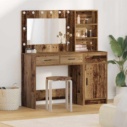 Smyckebord med spegelbelysning 2 pcs Brun Konstruerat trä
