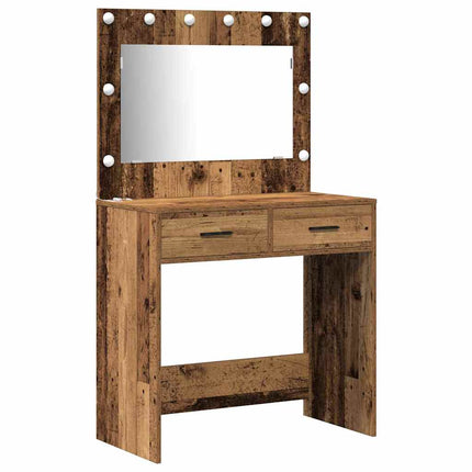 Smyckebord med spegelbelysning 2 pcs Brun Konstruerat trä