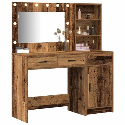 Smyckebord med spegelbelysning 2 pcs Brun Konstruerat trä