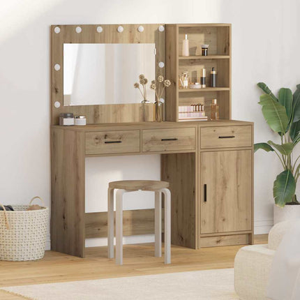 Smyckebord med spegelbelysning 2 pcs Brun Konstruerat trä