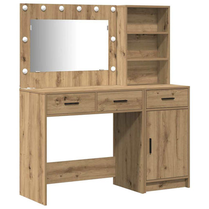 Smyckebord med spegelbelysning 2 pcs Brun Konstruerat trä