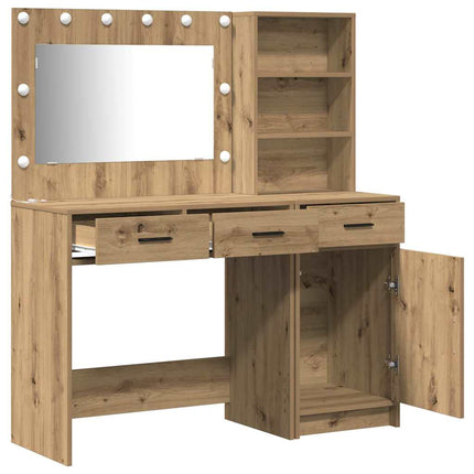 Smyckebord med spegelbelysning 2 pcs Brun Konstruerat trä