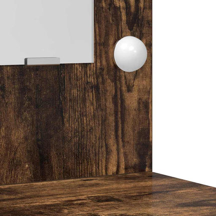 Sminkbordssats med LED med låda 3 pcs Rökt ek Konstruerat trä