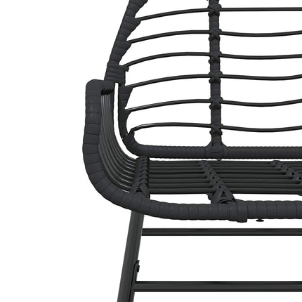 Matgrupp för trädgården 3 delar svart konstrotting och glas