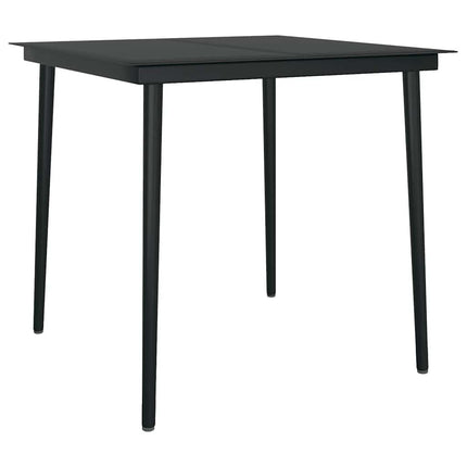 Matgrupp för trädgården 3 delar svart konstrotting och glas