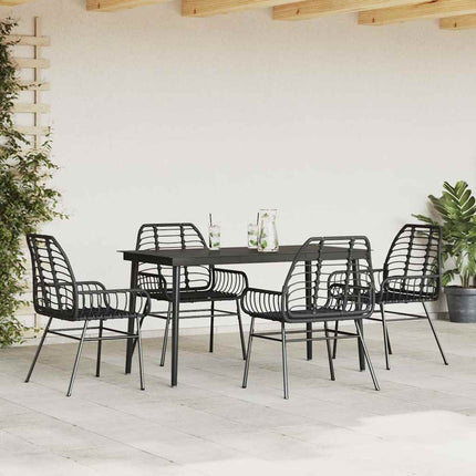 Matgrupp för trädgården 5 delar svart polyrotting glas