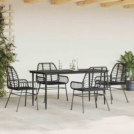 Matgrupp för trädgården 5 delar svart polyrotting glas