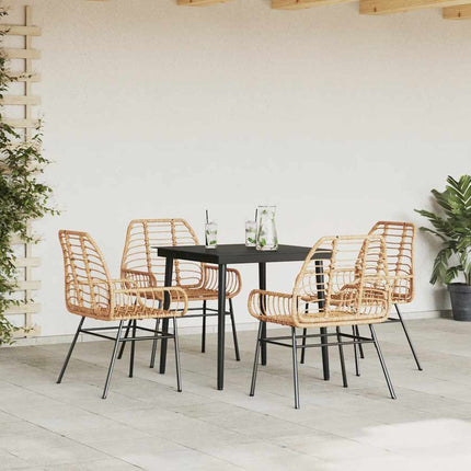 Matgrupp för trädgården 5 delar brun polyrotting glas