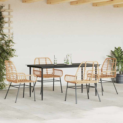 Matgrupp för trädgården 5 delar brun polyrotting glas