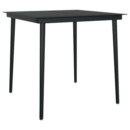 Matgrupp för trädgård med dynor 3 delar svart konstrotting&glas