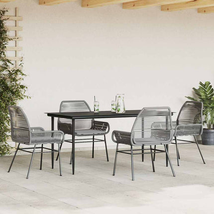 Matgrupp för trädgården med dynor 5 delar grå polyrotting glas