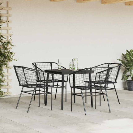 Matgrupp för trädgården 5 delar svart polyrotting glas