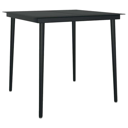 Matgrupp för trädgård med dynor 3 delar svart konstrotting&glas