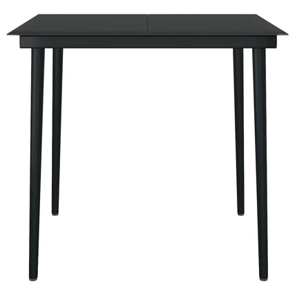 Matgrupp för trädgård med dynor 3 delar svart konstrotting&glas