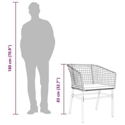 Matgrupp för trädgård med dynor 5 delar svart polyrotting glas