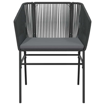Matgrupp för trädgård med dynor 3 delar svart konstrotting&glas