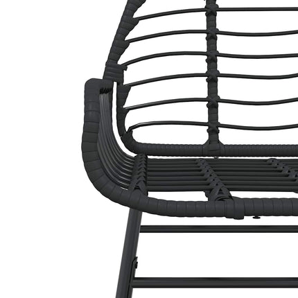 Matgrupp för trädgården 3 delar svart konstrotting och glas