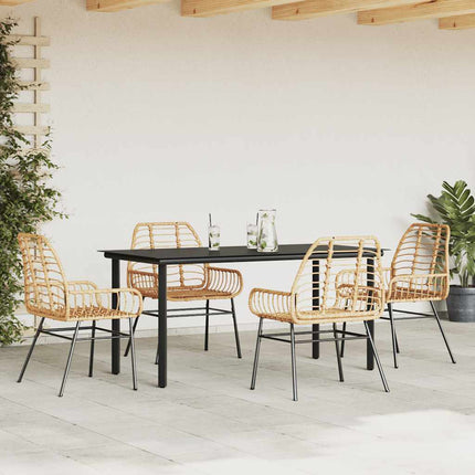 Matgrupp för trädgården 5 delar brun polyrotting glas