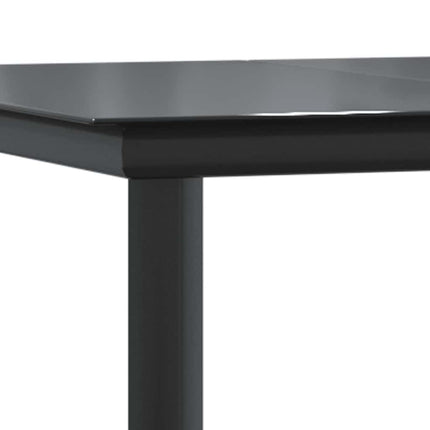 Matgrupp för trädgård med dynor 7 delar svart polyrotting glas