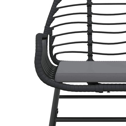Matgrupp för trädgård med dynor 9 delar svart polyrotting glas