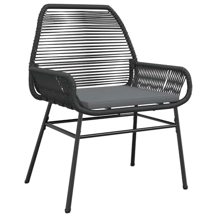 Matgrupp för trädgård med dynor 3 delar svart konstrotting&glas