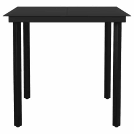 Matgrupp för trädgården 3 delar svart konstrotting och glas