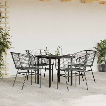 Matgrupp för trädgården 5 delar svart polyrotting glas