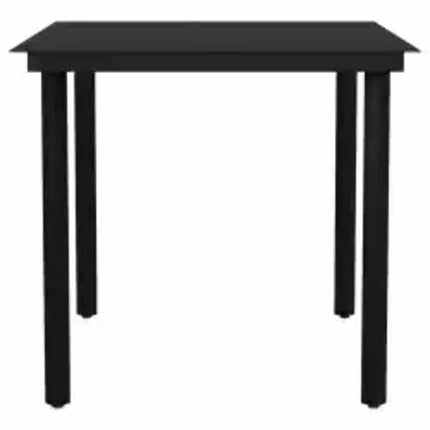 Matgrupp för trädgården 5 delar svart polyrotting glas