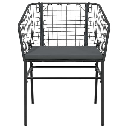 Matgrupp för trädgård med dynor 3 delar svart konstrotting&glas