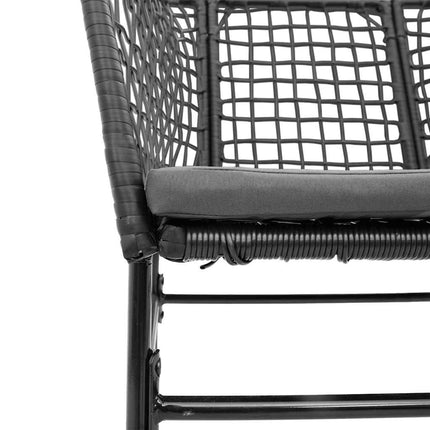 Matgrupp för trädgård med dynor 7 delar svart polyrotting glas