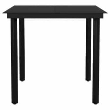 Matgrupp för trädgård med dynor 3 delar svart konstrotting&glas