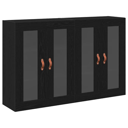Väggskåp 2 pcs Svart Ek 69,5 x 34 x 90 cm Konstruerat trä