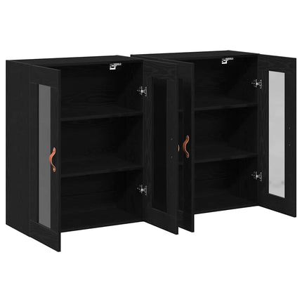 Väggskåp 2 pcs Svart Ek 69,5 x 34 x 90 cm Konstruerat trä