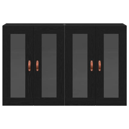 Väggskåp 2 pcs Svart Ek 69,5 x 34 x 90 cm Konstruerat trä