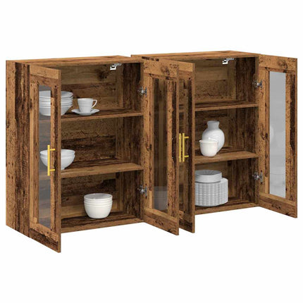 Väggskåp 2 pcs Gammalt trä 69,5 x 34 x 90 cm Konstruerat trä