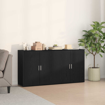 Sideboard 2 pcs Svart Ek 79 x 38 x 80 cm Konstruerat trä