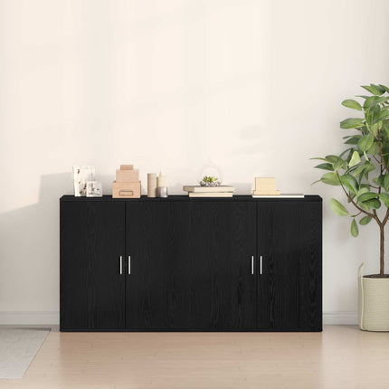 Sideboard 2 pcs Svart Ek 79 x 38 x 80 cm Konstruerat trä