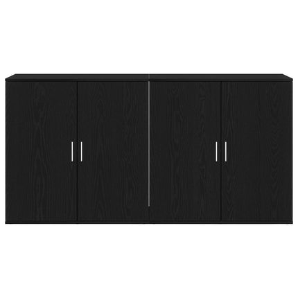 Sideboard 2 pcs Svart Ek 79 x 38 x 80 cm Konstruerat trä