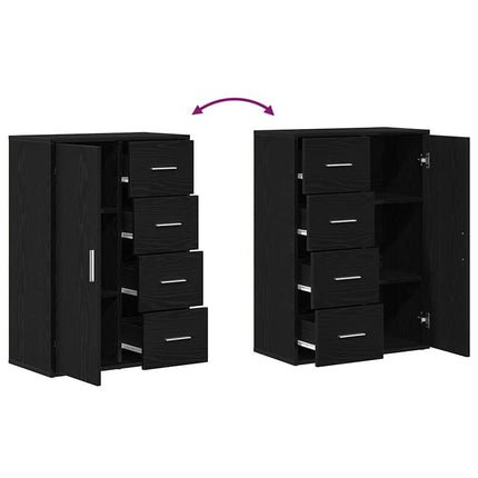 Sideboard 2 pcs Svart Ek 60 x 31 x 84 cm Konstruerat trä